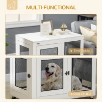 PawHut 37" Dog Crate Furniture with Cushion, Double Doors for Large Dogs, White(m-5)