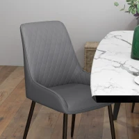 HOMCOM Upholstered Kitchen Chairs, Modern Dining Chairs Set of 4 with Diamond Tufting and Steel Legs for Dining Room, Grey(m-8)