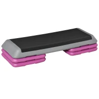Soozier 43" Adjustable Aerobic Platform Stepper 3 Level with Risers 4” 6” 8” Cardio Fitness Trainer Workout Step Home Gym Exercise, Black Purple(m-2)