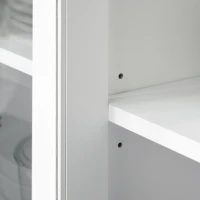 HOMCOM Sideboard Buffet Cabinet with Storage, Kitchen Cabinet Coffee Bar Cabinet with Glass Doors for Living Room, Kitchen, White(m-9)