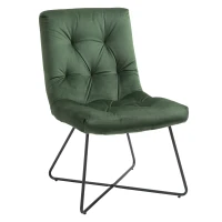 HOMCOM Modern Comfort Style Leisure Accent Chair with X-Shaped Metal Base and Straight Back for Living Room, Dining Room, Office, Green(m-11)