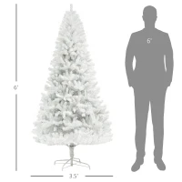 HOMCOM 6ft Unlit Artificial White Christmas Tree, Holiday Décor with 1000 Branch Tips, Auto Open and Steel Base(m-3)