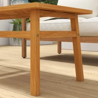 Outsunny Outdoor Coffee Table, Acacia Wood Rustic Patio Table for Garden, Backyard, Balcony, Deck, Natural Wood(m-9)
