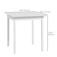 HOMCOM 30" Square Dining Table, Farmhouse Dining Room Table with Pine Wood Frame, Space Saving Small Kitchen Table, White(m-3)