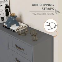 HOMCOM Modern Kitchen Storage Cabinet, Sideboard Buffet Cabinet with Drawers and Beadboard Door, Grey(m-6)