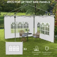 Outsunny Side Panels, Sidewalls Replacement with Window for 9.8' x 9.8' or 9.8' x 13.1' Pop Up Canopy, 2 Pack, White(m-4)