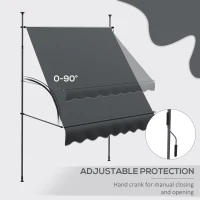 Outsunny 6.5' x 4' Manual Retractable Awning, Non-Screw Patio Awning, UV Resistant for Window or Door, Dark Gray(m-5)