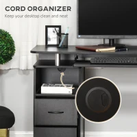 HOMCOM Multi-Function Computer Desk, Home Office Workstation with Keyboard Tray, Elevated Shelf, Sliding Scanner Shelf and CPU Stand, 47.25 x 21.75 Inch, Black(m-5)