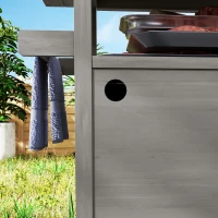 Outsunny Outdoor Grill Cart w/ Stainless Steel Top, Solid Wood Outdoor Kitchen Island w/ Wheels, Storage Cabinets, Gray(m-9)