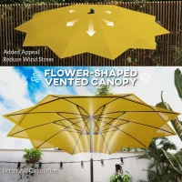Outsunny 8.5FT Parasol with 10 Ribs, Air Vents, Crank Handle & Tilt for Outdoor, Garden and Pool, Yellow(m-5)