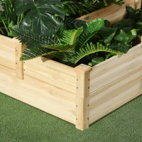 Outsunny 3 Tier Raised Flower Bed Outdoor Planter Box Wooden Garden Bed, Open Bottom for Plants, 42.5"x34.75"x14.25", Natural(m-7)