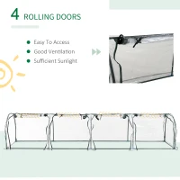Outsunny 13' x 3' x 2.5' Portable Mini Tunnel Greenhouse with 4 Zipped Doors, Easy Assembly, Clear(m-4)