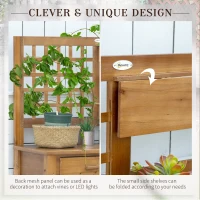 Outsunny Potting Bench Table, Garden Work Bench, Outdoor Wooden Workstation with Tiers of Shelves and Drawer for Patio, Courtyards, Balcony, Brown(m-5)