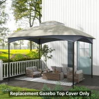 Outsunny 10' x 12' Double-Tier Gazebo Cover, Patio Gazebo Canopy Replacement with Drainage Holes, Light Grey(m-8)