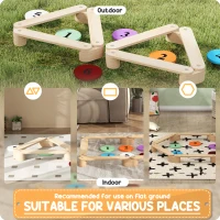 Qaba 6 PC Wooden Balance Beam for Kids, for Coordination, for Indoor Outdoor(m-9)