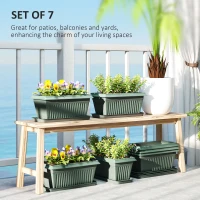 Outsunny 7 Pack 15.7" Plastic Flower Planters with Drainage Holes and Trays, Plant Pots for Indoor Outdoor Plants, Green(m-4)