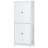 HOMCOM 72.5" Pinewood Large Kitchen Pantry Storage Cabinet, Freestanding Cabinets with Doors and Shelves, Dining Room(m-11)