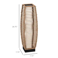 Outsunny Solar Floor Lamp, Outdoor Rattan Garden Lantern Pathway Light & Decorative Driveway Lighting with Auto On/Off LED Lights for Porch, Yard, Lawn, Courtyard, Deck, Sand(m-3)