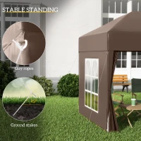 Outsunny 6.6'x6.6' Pop Up Canopy Tent with Sidewalls, Instant Sun Shelter Camping Gazebo with Carry Bag, Brown(m-6)
