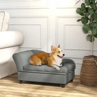 PawHut Pet Sofa Dog Sofa for Small Dogs with Storage, Gray(m-10)