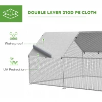 PawHut Large Chicken Coop Metal Chicken Run with Waterproof and Anti-UV Cover, Flat Shaped Walk-in Fence Cage Hen House for Outdoor and Yard Farm Use, 1.3" Tube Diameter, 9' x 18.5' x 6.5'(m-5)
