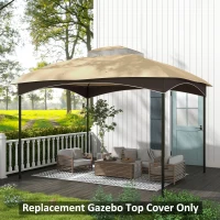 Outsunny 10' x 12' 2-Tier Gazebo Cover, Patio Gazebo Canopy Replacement with Drainage Holes for 84C-210 Series, Beige(m-10)