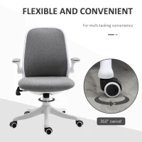 Vinsetto Office Chair 360° Swivel Task Desk Breathable Fabric Computer Chair with Flip-up Arms and Adjustable Height, Grey(m-7)