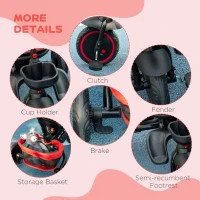 Aosom 6-in-1 Toddler Tricycle for 12-50 Months, Foldable Kids Trike with Adjustable Seat and Push Handle, Safety Harness, Removable Canopy, Footrest, Red(m-9)