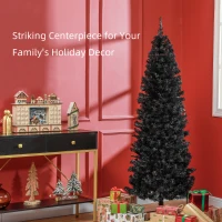 HOMCOM 6FT Pencil Christmas Tree, Artificial Christmas Tree with Automatic Open for Home Party, Black(m-4)