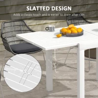 Outsunny Expandable Patio Table, Outdoor Dining Table for 4-6 with Aluminum Frame for Garden, Lawn, Balcony Terrace, White(m-6)