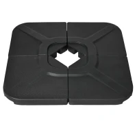 Outsunny 4-Piece 175lb Cantilever Patio Umbrella Base Weights for Offset Hanging Umbrella, HDPE Water or Sand Filled Umbrella Weights for Cross Base Stand, Black(m-11)