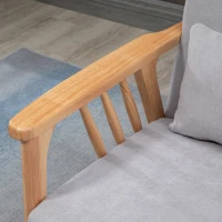 HOMCOM 51" 2 Seat Sofa, Modern Love Seats Furniture, Upholstered 2 Seater Couch with 2 Throw Cushions, Rubber Wood Frame, Gray(m-9)