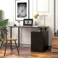 HOMCOM 47" Computer Desk with Drawers, Modern Writing Desk with Storage File Drawers for Home Office, Study, Black(m-8)
