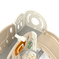 Qaba 7-in-1 Toddler Slide, Kids Slide for Ages 1-6 Years w/ Ring Toss, Basketball Hoop, Telescope Climber, Storage Space(m-9)