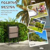 Outsunny 4 Piece Folding Patio Camping Chair Set, Sports Chairs for Adults with Armrests, Mesh Fabric Seat for Lawn, Brown(m-4)