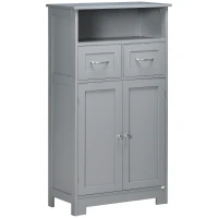 kleankin Bathroom Cabinet Organizer, Freestanding Small Storage Cabinet with Two Drawers and Adjustable Shelf for Living Room, or Entryway, Grey(m-11)