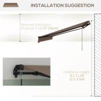 Outsunny 13' x 10' Retractable Awning, 280gsm UV Resistant Sunshade Shelter for Deck, Balcony, Yard, Coffee(m-7)