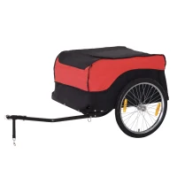 Aosom Bike Cargo Trailer Bicycle Luggage Carrier Cart with Cover Black Red(m-11)