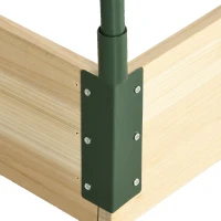 Outsunny 12 Pockets Raised Garden Bed with Greenhouse and Roll Up Windows for Vegetables, Flowers, 4' x 3' x 2', Natural Wood(m-9)