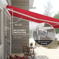 Outsunny 12' x 10' Retractable Awning Patio UV Resistant Fabric and Aluminum Frame for Deck, Balcony, Yard, Wine Red(m-4)