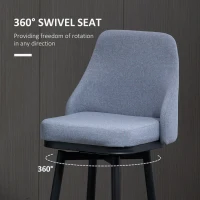 HOMCOM Bar Height Bar Stools Set of 2, Modern 360° Swivel Kitchen Chairs with Steel Legs and Footrest, 29.5 Inch Seat Height Upholstered Barstools for Kitchen Island, Light Gray(m-5)