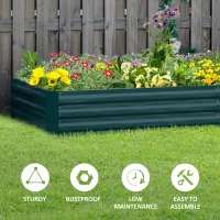 Outsunny 95" x 36" x 12" Galvanized Raised Garden Bed, Metal Elevated Planter Box for Growing Flowers, Herbs, Succulents, Green(m-6)