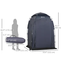 Outsunny 60" x 60" x 82" Shower Tent Extra Wide Changing Room Privacy Portable Camping Shelters with Windows & Floor Mat, Dark Blue(m-3)