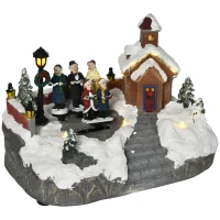 HOMCOM Christmas Village, Choir Animated Winter Wonderland Set with Multicolored LED Light, Battery Operated Christmas Decoration(m-11)