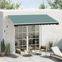 Outsunny 8' x 7' Patio Retractable Awning/Manual Exterior Sun Shade Deck Window Cover, Green(m-10)