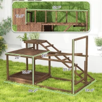 PawHut Wooden Chicken Activity Play Set with Perch, Swing, Ladder, Platforms, Feeder Storage, Coffee(m-3)