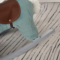 Qaba Kids Rocking Horse Plush Animal on Wooden Rockers with Sounds, Wooden Base and Bear Toy Baby Rocking Chair Blue(m-10)