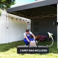 Outsunny 10' x 10' Pop Up Canopy Tent w/ Sidewall, UPF50+ Height Adjustable Instant Sun Shelter w/ Storage Pockets, Dark Gray(m-9)