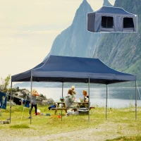 Outsunny 10' x 20' Pop Up Canopy Tent with Sidewalls & Doors, Instant Tents for Parties with Wheeled Carry Bag, Height Adjustable, for Outdoor, Garden, Patio, Blue(m-2)