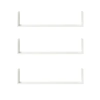HOMCOM Set of 3 31.5" Wooden U-Shaped Floating Shelves Set Wall Mounted Hanging Bookshelf CD DVD Storage Display for Bedroom Living Room Kitchen, White(m-11)